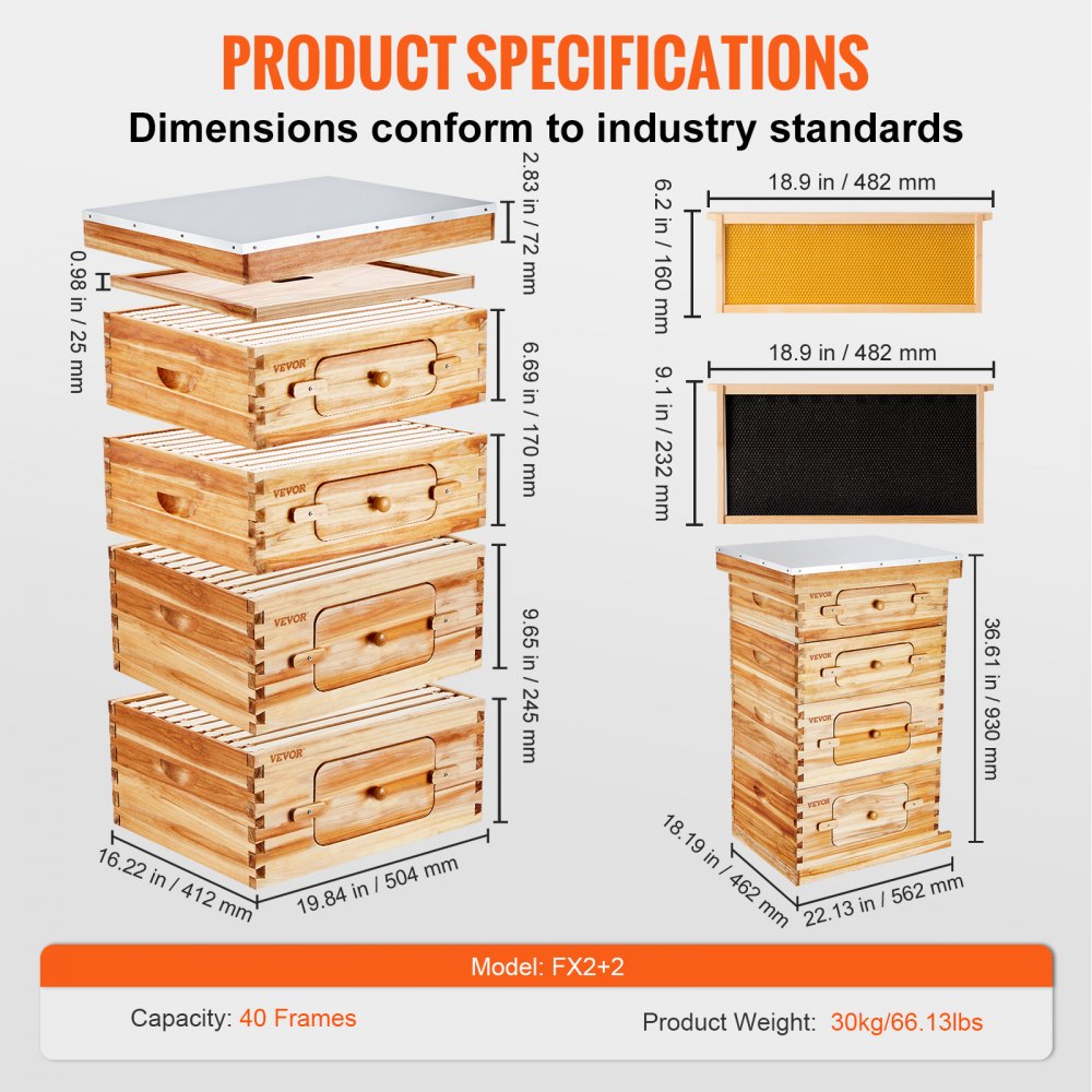 Outdoor 40 Frame Observation Langstroth Hive Starter Kit