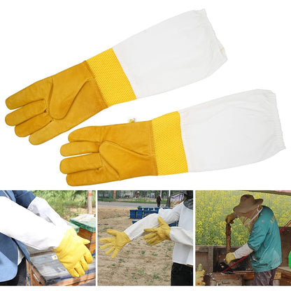 Breathable Sheepskin Long Gloves For Beekeeping